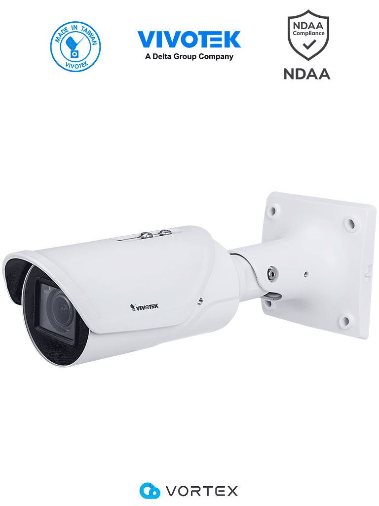 Cámara IP VIVOTEK IB837-HT 5MP, Varifocal 2.7-13.5mm, IR 50m, WDR Pro, IP66, IK10, NDAA, Almacenamiento 256GB, Advance AI