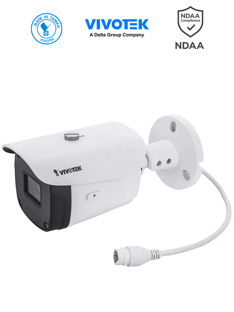 Cámara IP bullet VIVOTEK IB9388-HT 5MP, lente varifocal remoto 2.8-12mm, H.265, Smart IR 30m, WDR Pro.