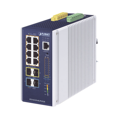 PLANET IP30 DIN-rail Industrial L3 Gestionado Gigabit Ethernet (10/100/1000) Energía sobre Ethernet (PoE) Azul, Gris