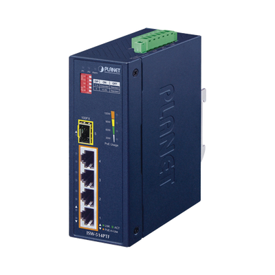 PLANET ISW-514PTF switch No administrado Fast Ethernet (10/100) Energía sobre Ethernet (PoE) Azul