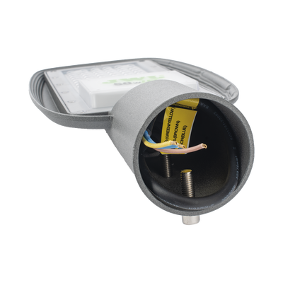 Luminaria LED de 50 W/ 100 - 265 V CA ~50/60 Hz / Fotocelda / Color Blanco/ Dimensiones 160 x 390 x 78 mm / Ángulo de Luz 135°.