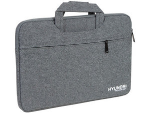 Funda Hyundai para laptop de hasta 14.1", Color Gris, Resistente al Agua, con Bolsillo Frontal, Correa Ajustable