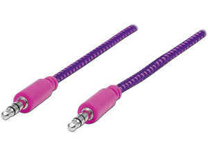 Cable de audio Manhattan estéreo de 3.5 mm (M-M), 1m, Color Rosa