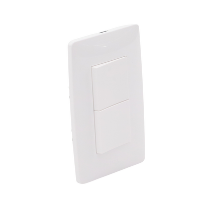 Apagador Escalera Doble de 10 A/ 127 V CA ~ 60 Hz / 1 1/2 Módulos / Color Blanco.