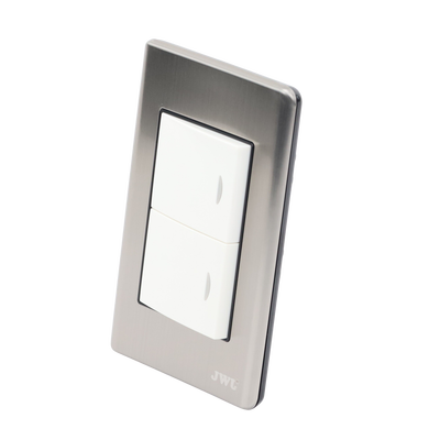 Apagador Doble de 10 A/ 127 V CA ~ 60 Hz / Placa de Acero.