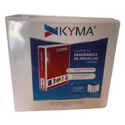 Carpeta Panorámica Vinil Tamaño Carta 2 1/2" Aro "D", Blanca, Resistente al Agua, con Bolsillos