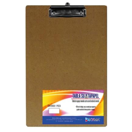 Tablero Agarrapapel Kyma de Madera Tamaño Oficio con Broche Clip, 30x23cm