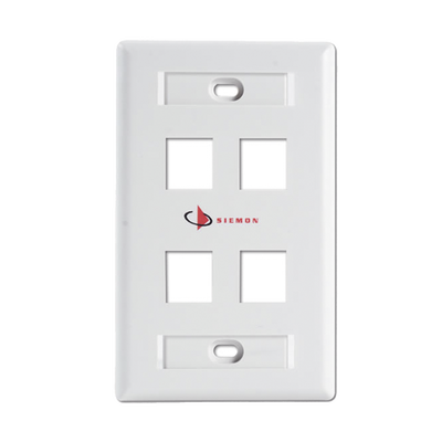Siemon Placa de Pared Keystone / 4 Salidas / Montaje Frontal o Trasero KFP-S-04-02-S