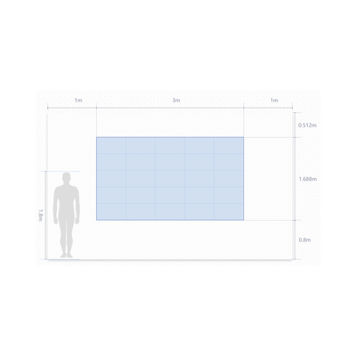 Kit de Videowall LED pitch 1.8 / 3.0 x 1.68 Metros / Diagonal 135" / Resolución 1600 x 900 / Instalación a Pared