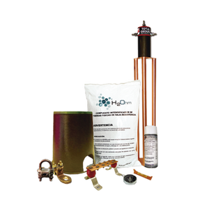 Kit de Tierra Física con Electrodo TG100AB y accesorios de instalación.