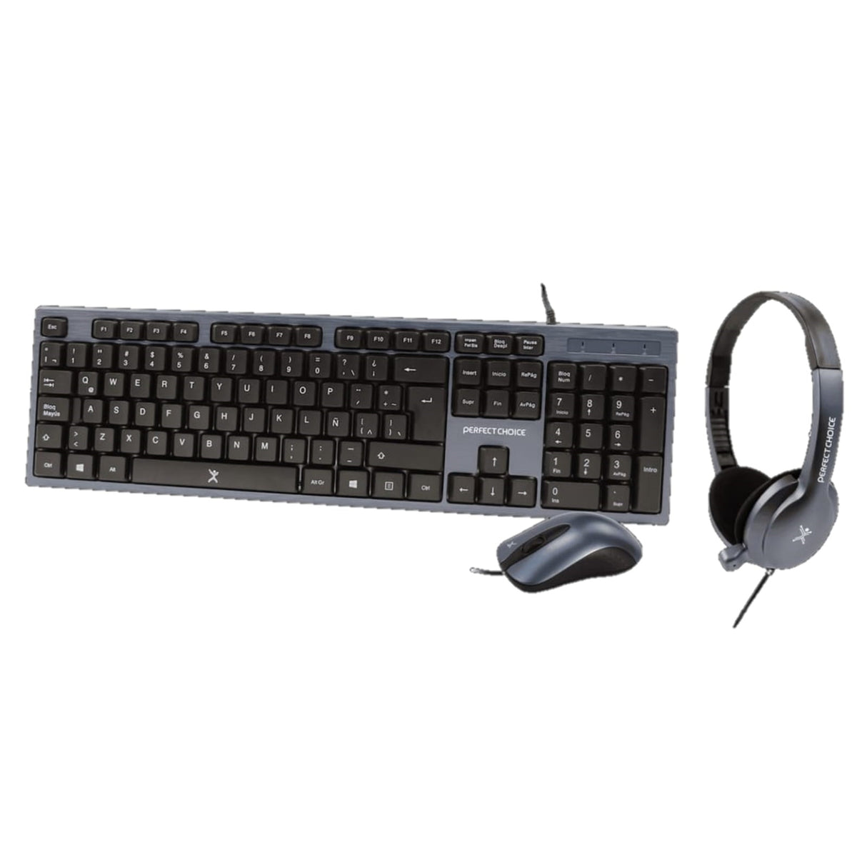 Perfect Choice PC-201700 teclado Ratón incluido Oficina USB QWERTY Negro, Alámbrico, Interruptor de membrana