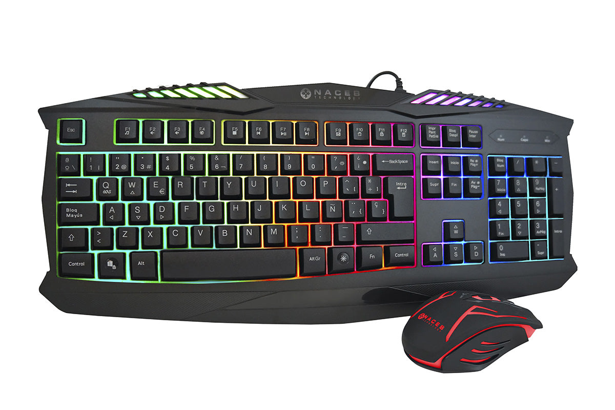 Kit Teclado y Mouse Gamer Naceb NA 617 USB Negro