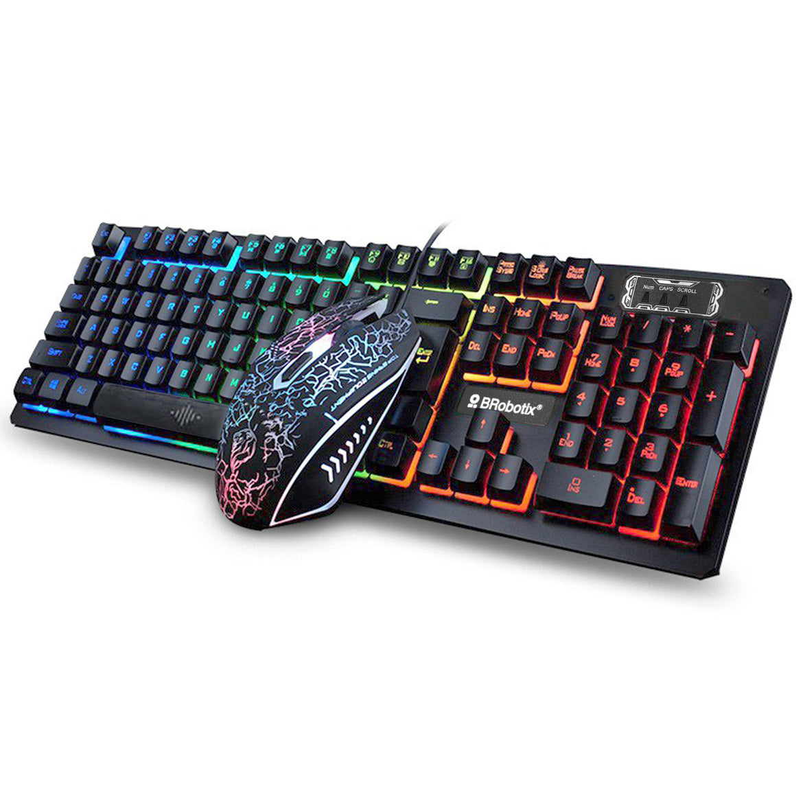 Kit de Teclado y Mouse Alámbrico RGB BROBOTIX 458977 Gaming USB Negro