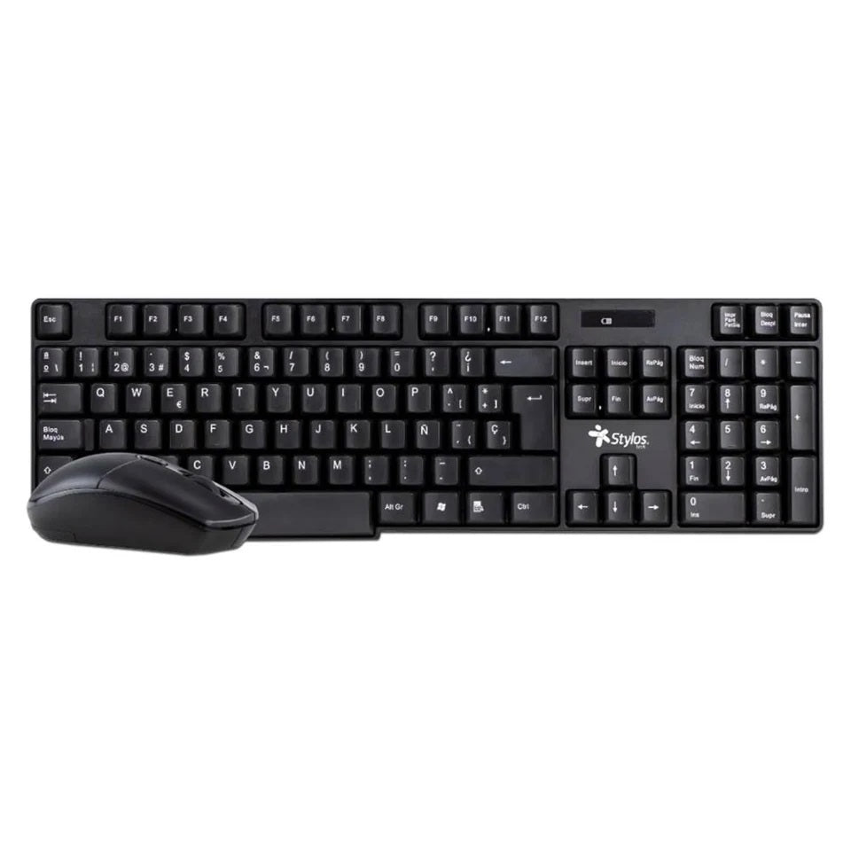 Kit Teclado y Mouse Alámbrico Stylos STPKTM3B Básico Negro