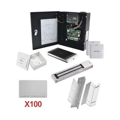 Kit de Control de Acceso con TARJETA para 1 Puerta con lector de Entrada y Salida / TODO INCLUIDO / Software IVMS4200 incluido