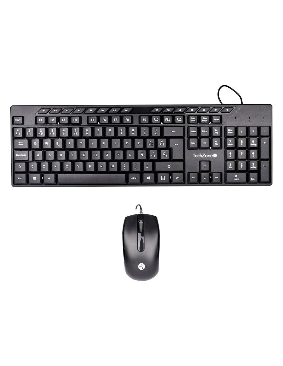 Kit Teclado y Mouse TECHZONE TZACCBA01 con Cable USB 2.0, 104 Teclas, 1000 DPI