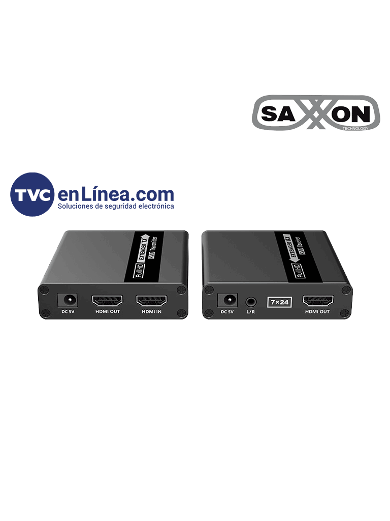 Kit extensor de video HDMI SAXXON LKV223 1080P/60Hz/70m Cat6/6A/7 Cero latencia Loop HDR IR 2 vías Audio