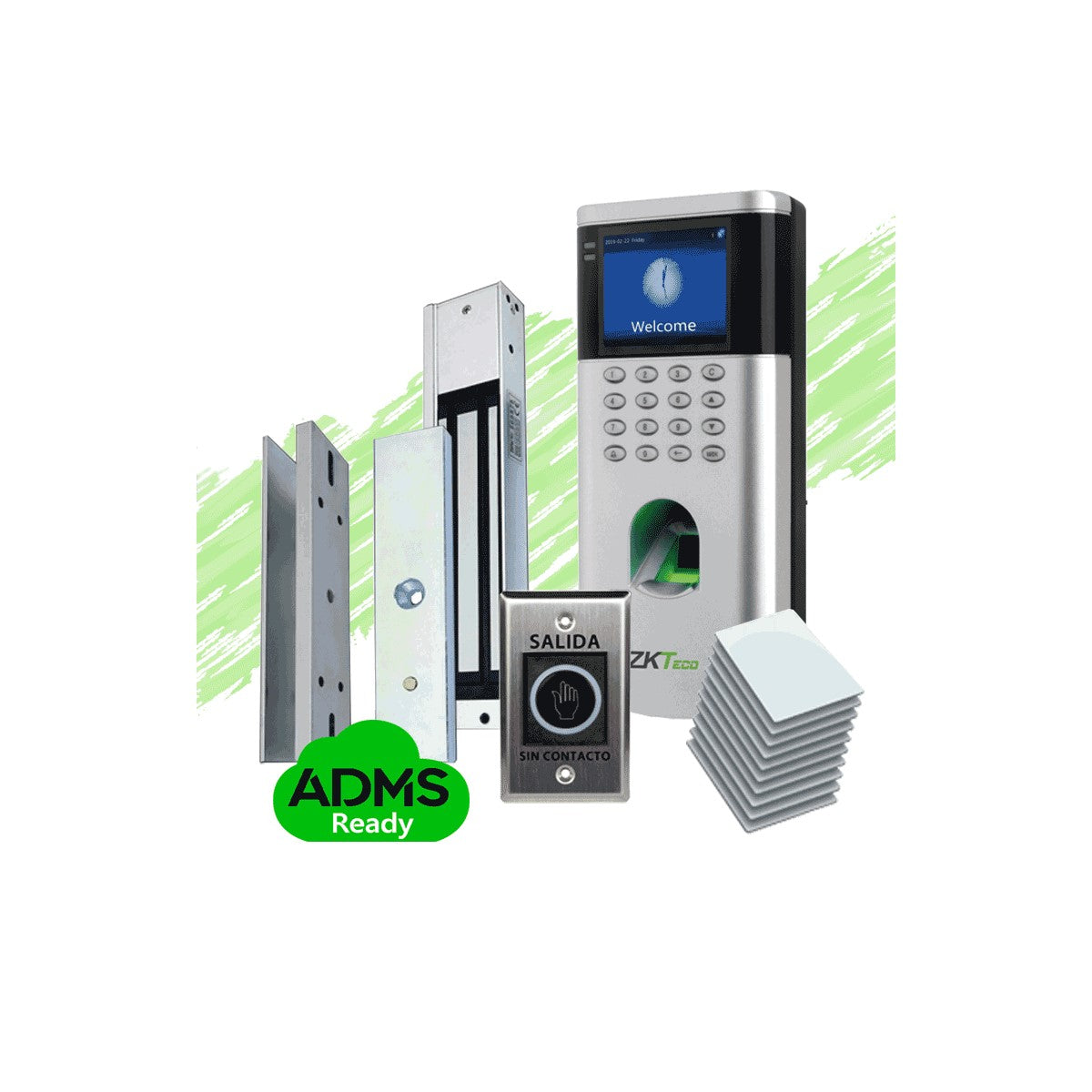 Control de Acceso ZKTeco con Electroimán para Puerta, RFID 125kHz, Tarjeta/Contraseña, Kit Completo