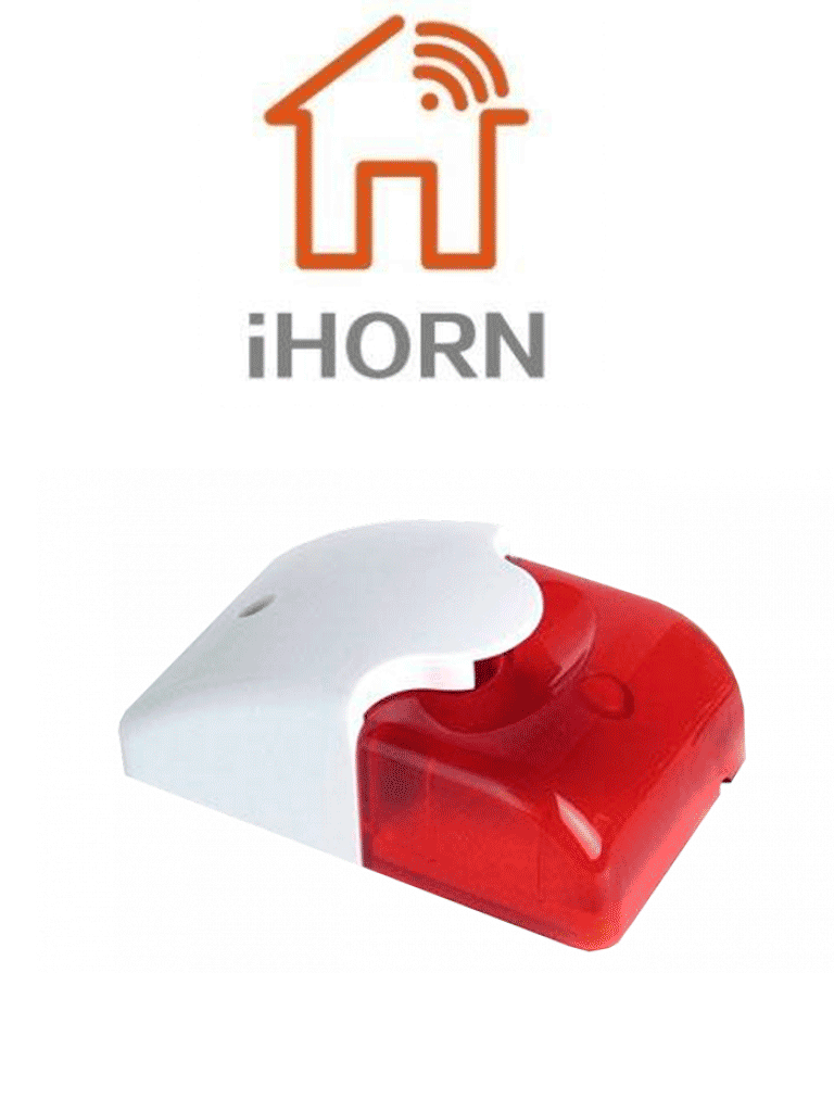 Sirena IHORN HC103 con Estrobo Rojo, Interior, Compatible con Paneles IHORN/RISCO/DSC/BOSCH, 12V