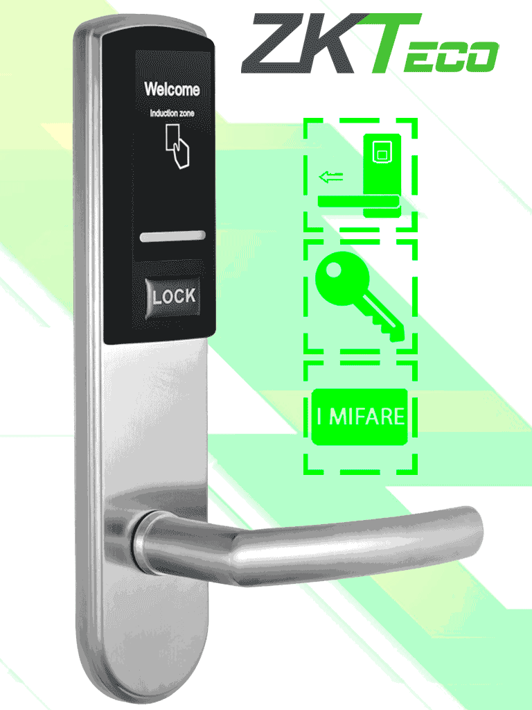 Cerradura ZKTeco LH3000R con Tecnología Mifare 13.56 MHz, 2 Pestillos, Acero Inoxidable, Registro de 224 Eventos