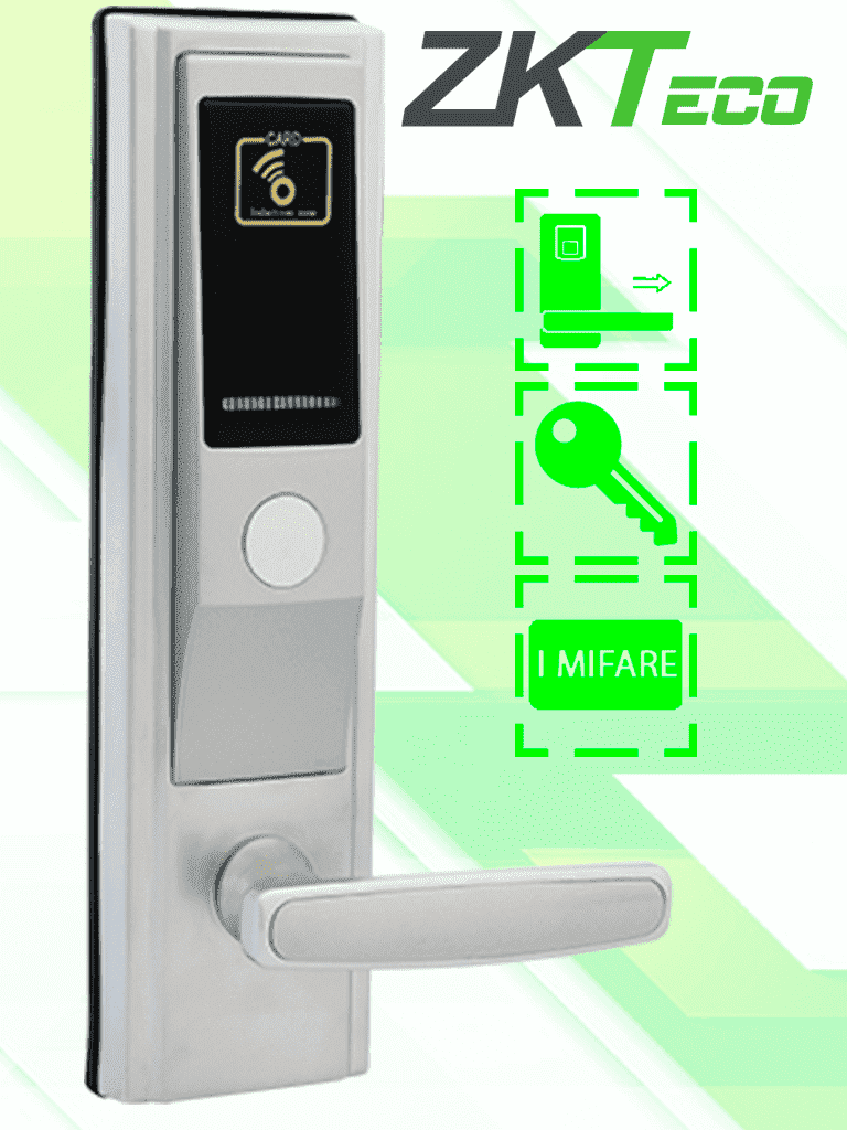 Cerradura ZKTeco LH3600R para Hotel, Mifare 13.56MHz, Puertas 35-55mm, 5 Pestillos