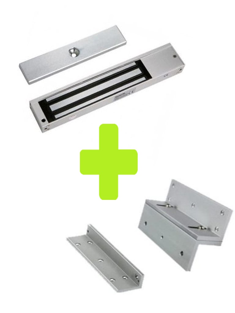 Contrachapa Magnética ZKTECO LM200LEDPAK 200kg, Indicador LED, Sensor de Puerta, 12VDC, Soporte LM200ZL