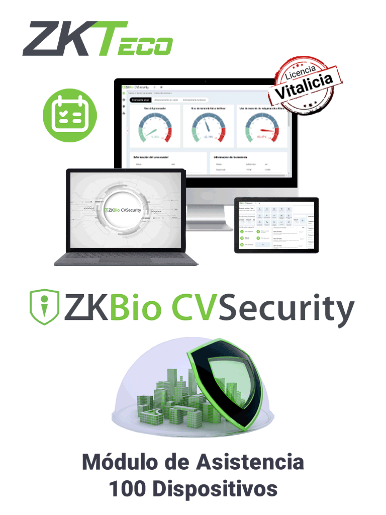ZKTECO ZKBIOCVTAP100 - Módulo Vitalicio para BioCVSecurity, 100 Puntos de Asistencia, Hasta 30,000 Usuarios