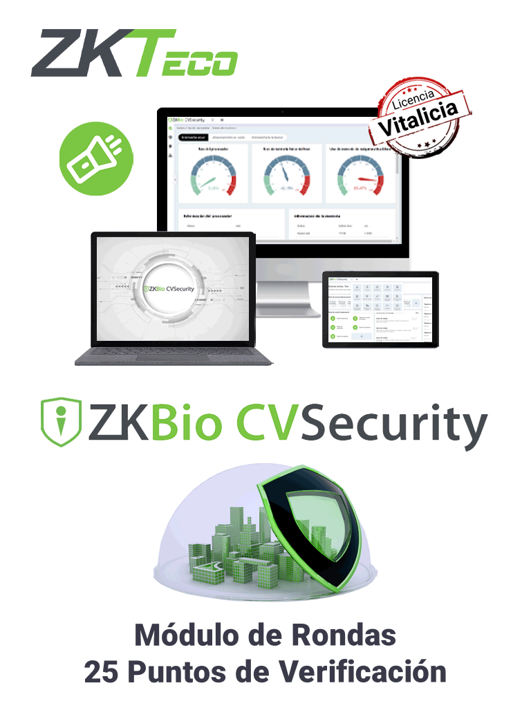 ZKTECO ZKBIOCVPATP25 - Modulo Vitalicio BioCVSecurity, 25 Puntos Verificación Rondines
