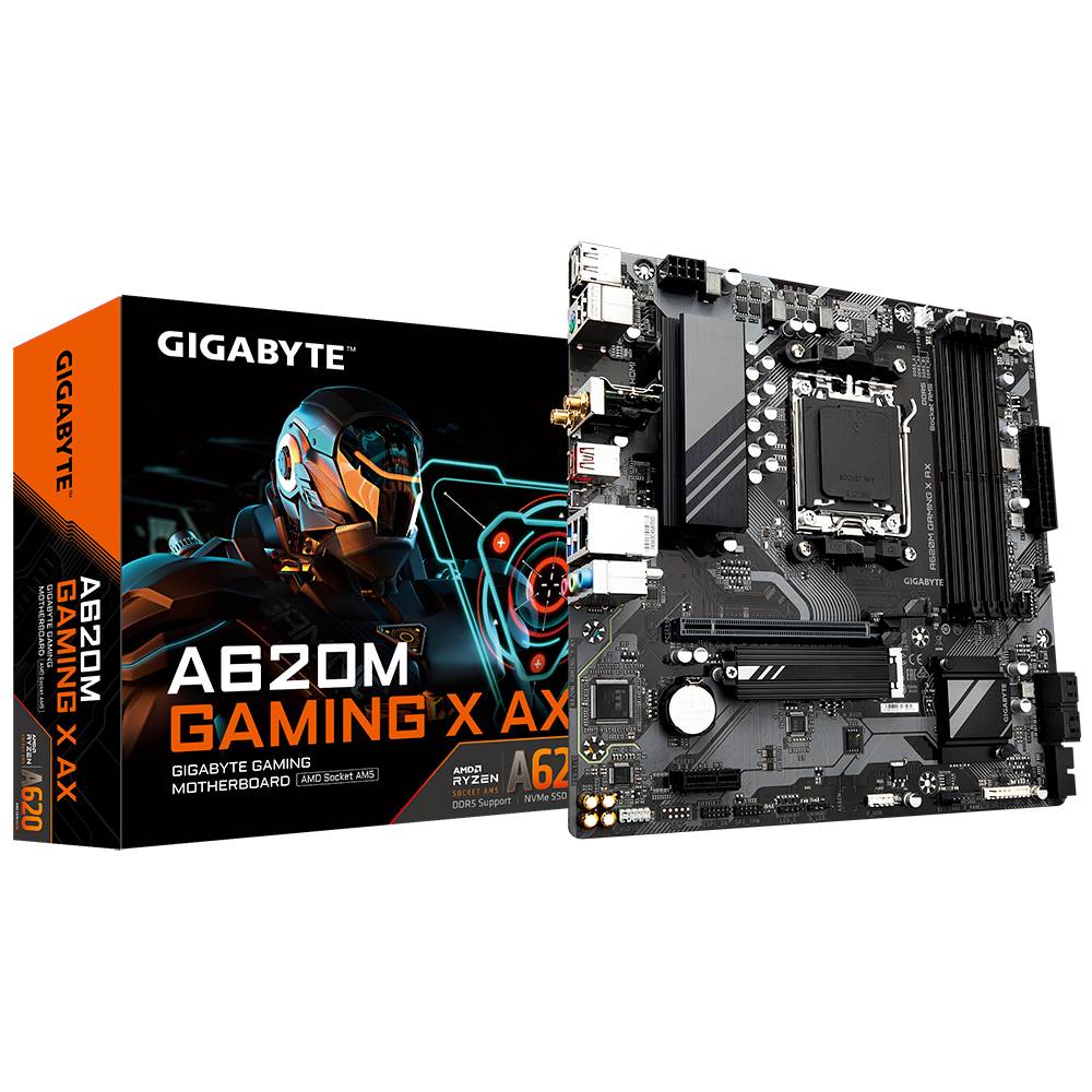 Placa Base GIGABYTE A620M GAMING X AX, DDR4 128GB, 2.5G LAN, USB 3.2 Gen 2, HDMI 2.1