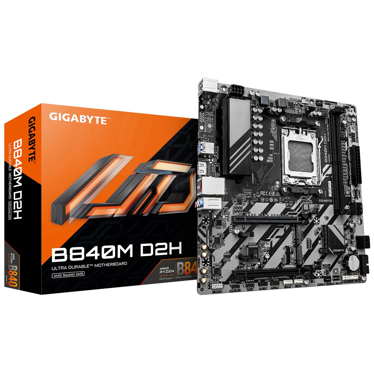 B840M D2H - MOTHERBOARD GIGABYTE (B840M D2H) SOCKET AM5,2*DDR5 5200MHZ,HDMI,MICRO ATX