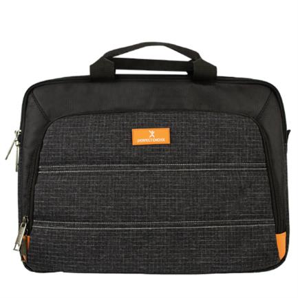 Portafolio Perfect Choice Glitch para Laptop 15.6" Negro, Organizador Interno, Correa Ajustable, Bolsillo Externo