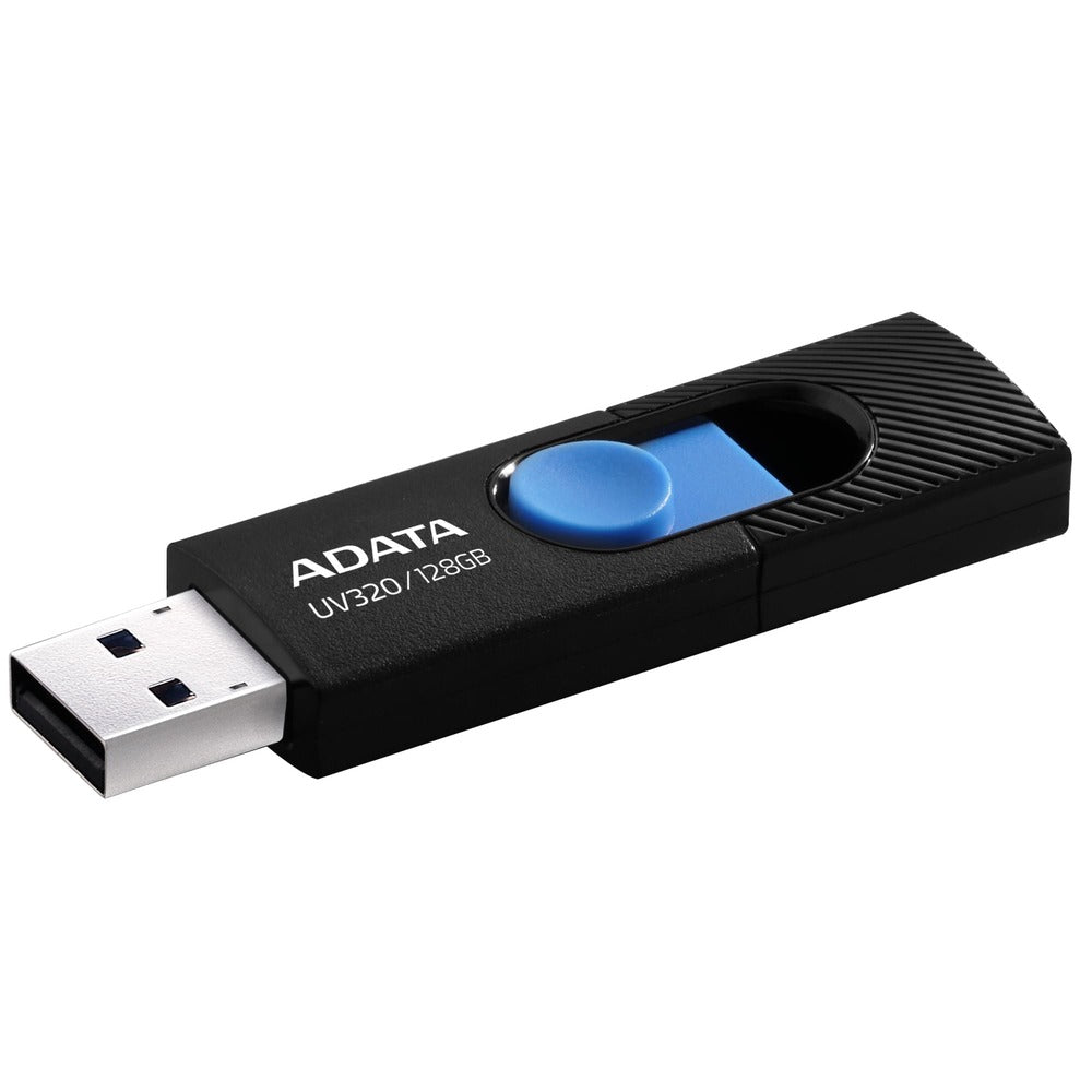 MEMORIA FLASH ADATA UV320 128GB USB3.2 BLACK-BLUE, 150MB/s de velocidad de lectura, USB 3.2, 128GB de capacidad