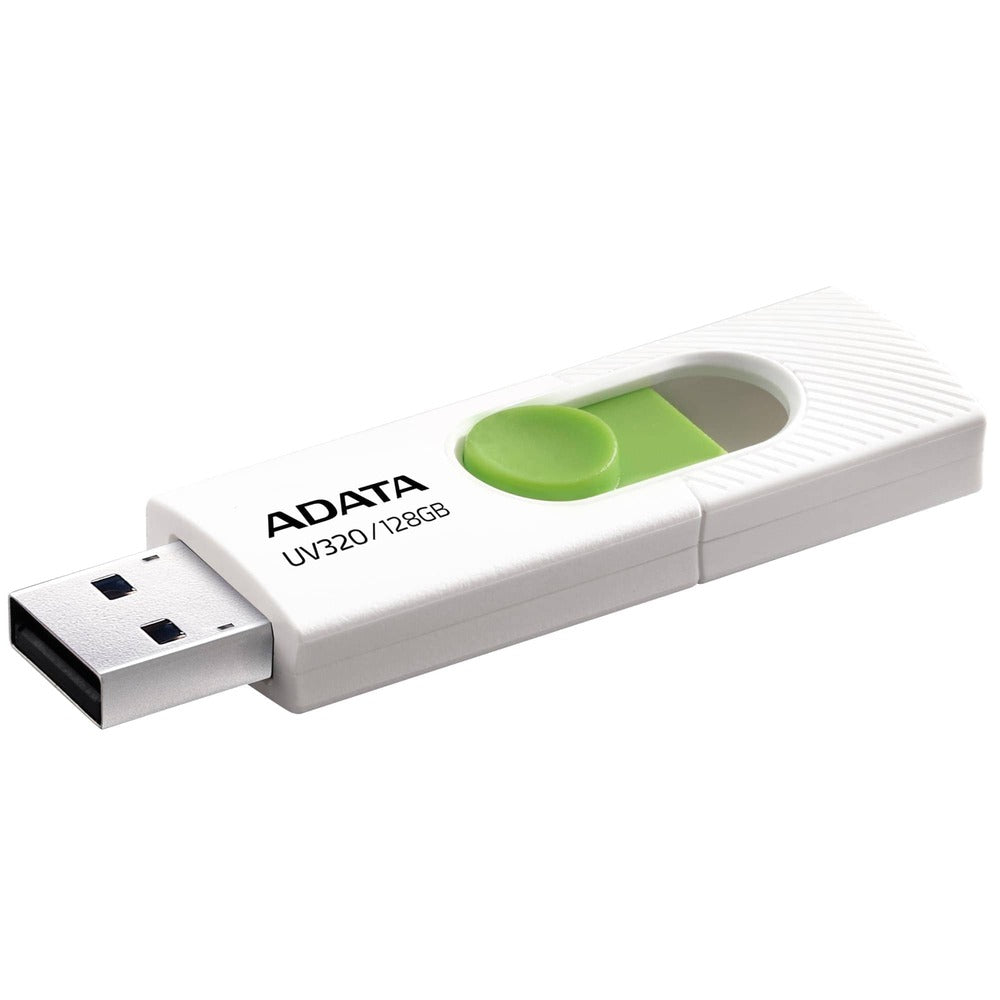 MEMORIA FLASH ADATA UV320 128GB USB3.2 WHITE-GREEN, 128GB, USB 3.2, Blanco-Verde