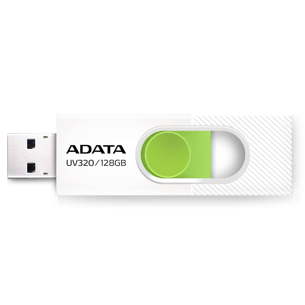 MEMORIA FLASH ADATA UV320 128GB USB3.2 WHITE-GREEN, 128GB, USB 3.2, Blanco-Verde