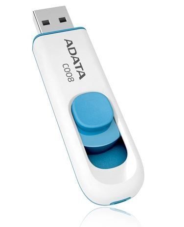 Memoria USB ADATA C008 – 16 GB, USB 2.0, Color Blanco, Rendimiento Estable para Datos