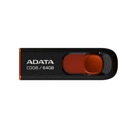 ADATA C008 64GB unidad flash USB USB tipo A 2.0 Negro, Rojo, Deslizar, AC008-64G-RKD