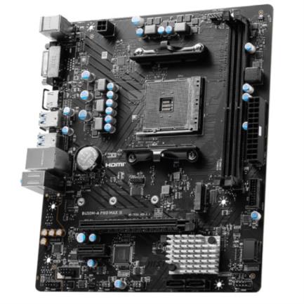 Tarjeta Madre MSI B450M-A PRO MAX II 2xDDR4 64GB 4133Mhz PCIe 3.0 M.2 HDMI DVI-D AM4 mATX