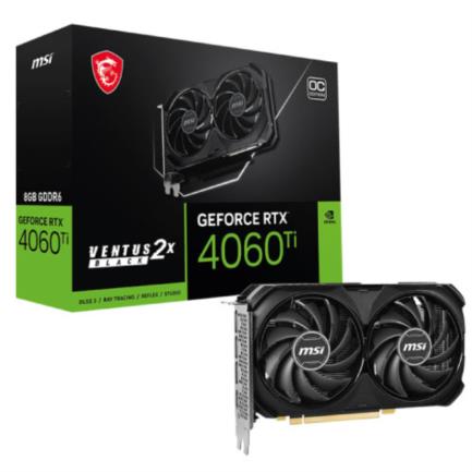 Tarjeta de Video MSI Ventus Black GeForce RTX 4060TI OC 8GB GDDR6 PCIe 4.0 1xHDMI 3xDP Dual Fan