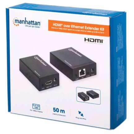 Extensor Manhattan Video HDMI sobre Ethernet Vía Cat 6 1080p 50m Color Negro