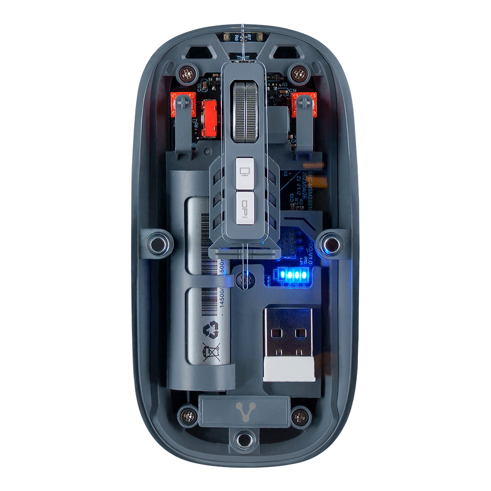 Mouse Vorago Inalámbrico BT 1,600 DPIS Recargable Transparente MO-415, Ergonómico y Preciso