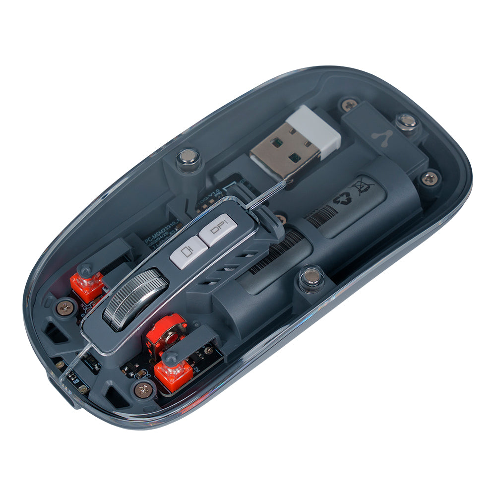 Mouse Vorago Inalámbrico BT 1,600 DPIS Recargable Transparente MO-415, Ergonómico y Preciso