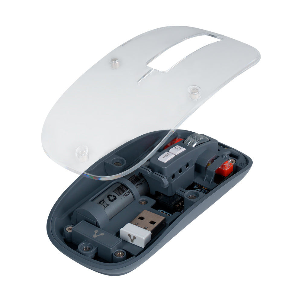 Mouse Vorago Inalámbrico BT 1,600 DPIS Recargable Transparente MO-415, Ergonómico y Preciso