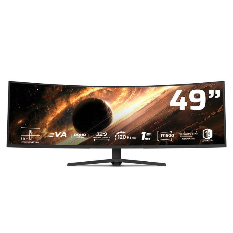 BR-944144 - Monitor Balam Rush Cosmos Titan MTC49X 49 pulg curvo FULL HD 1ms 120Hz HDMI DOHD DisplayPort VA Negro