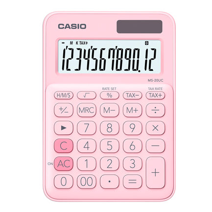 Casio MS-20UC-PK calculadora Escritorio Calculadora básica Rosa, 12 dígitos, 1 líneas, Batería/Solar