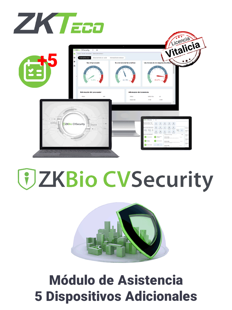 Modulo ZKTeco BioCVsecurity - 5 Terminales Extra - Licencia de más de 25 Puntos
