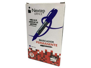 BUNDLE MARCADOR PERMANENTE NEXTEP PUNTA FINA 2 MM. AZUL C/12 CONT. 2 PIEZAS