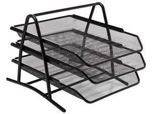 BUNDLE CHAROLA ORGANIZADORA MALLA METALICA NEXTEP DE 3 NIVELES NEGRO TIPO OFICIO CONT. 2 PIEZAS