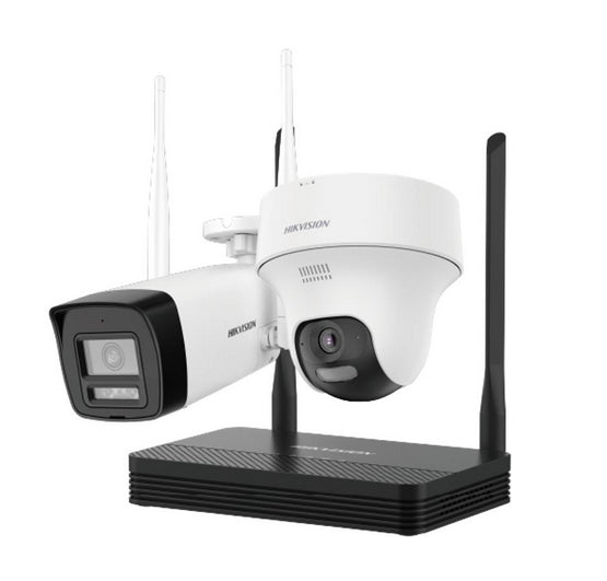 Hikvision Kit CCTV IP Inalámbrico NKS424W02H, 4MP, 1 Cámara Bala, 1 Cámara Turret, Audio Bidireccional