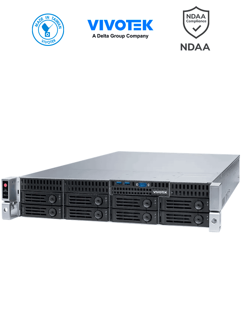Grabador de video IP VIVOTEK NR9581-v3 32 canales, 8 bahias, 512Mbps, HDMI, doble fuente de energía