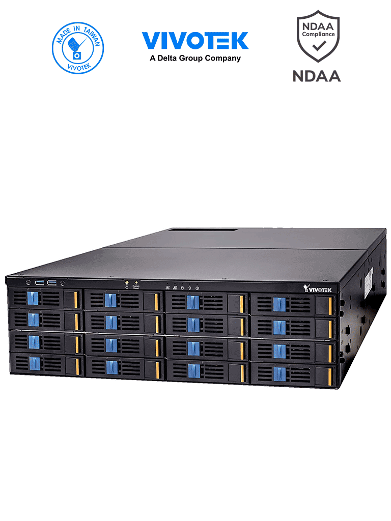 VIVOTEK NR9782-v2 - NVR 128 Canales, 16 Bahías, 512Mbps, 2 Puertos GE RJ45, VAST 2, Smart Search II, HDMI, Ciberseguridad, NDAA, ONVIF